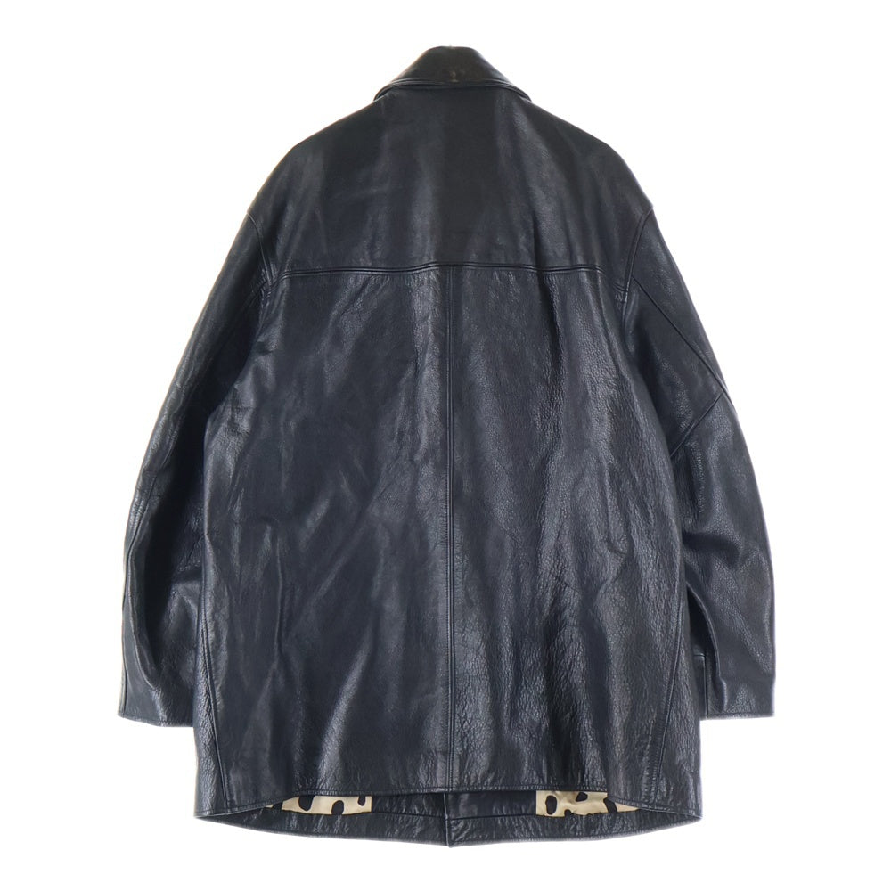 WACKO MARIA(ワコマリア) 24SS LEATHER CAR COAT TYPE-2 レオパード レザーカーコート ジャケット ブラック 24SS-WMO-CO02