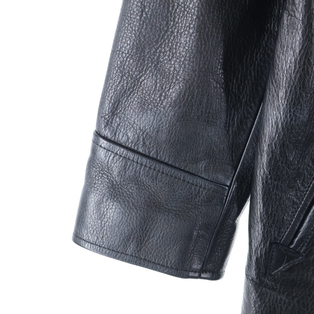 WACKO MARIA(ワコマリア) 24SS LEATHER CAR COAT TYPE-2 レオパード レザーカーコート ジャケット ブラック 24SS-WMO-CO02