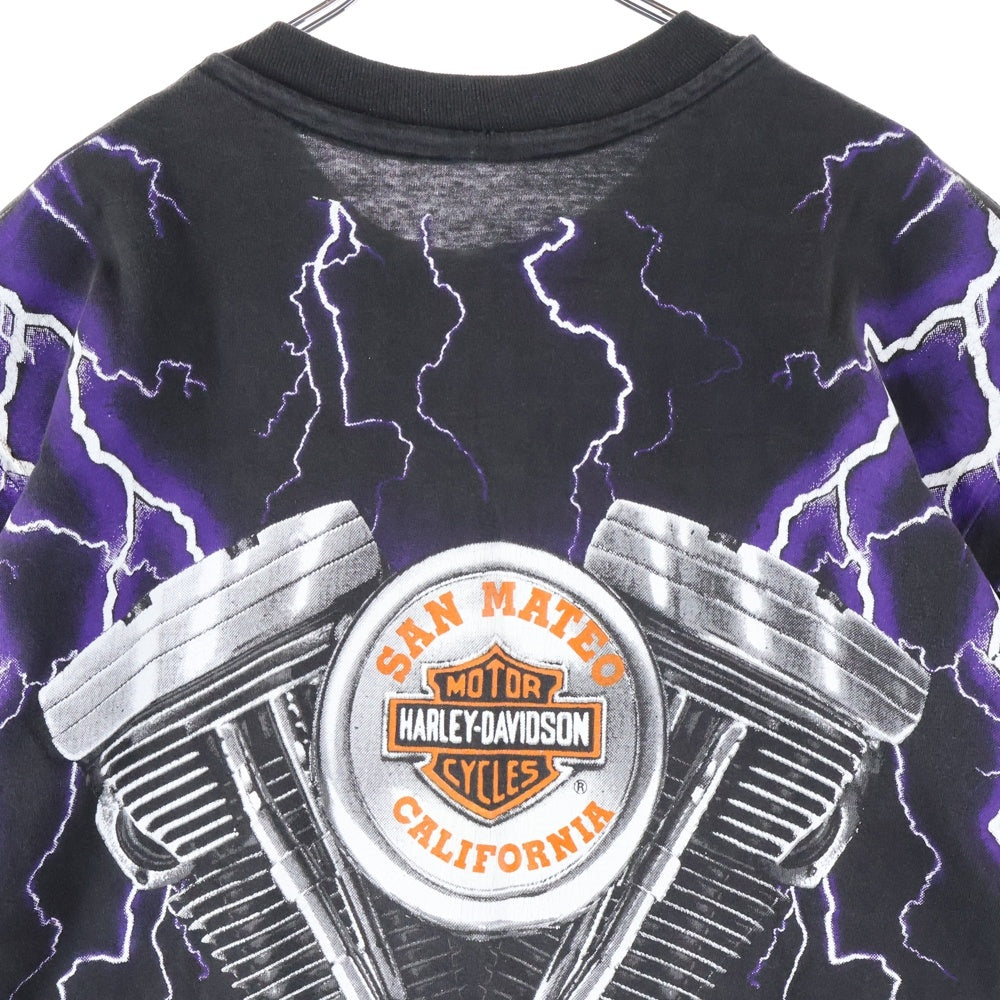 HARLEY DAVIDSON(ハーレーダビッドソン) 90S サンダー ライトニング モーターサイクル 両面オーバープリントTシャツ 半袖クルーネック