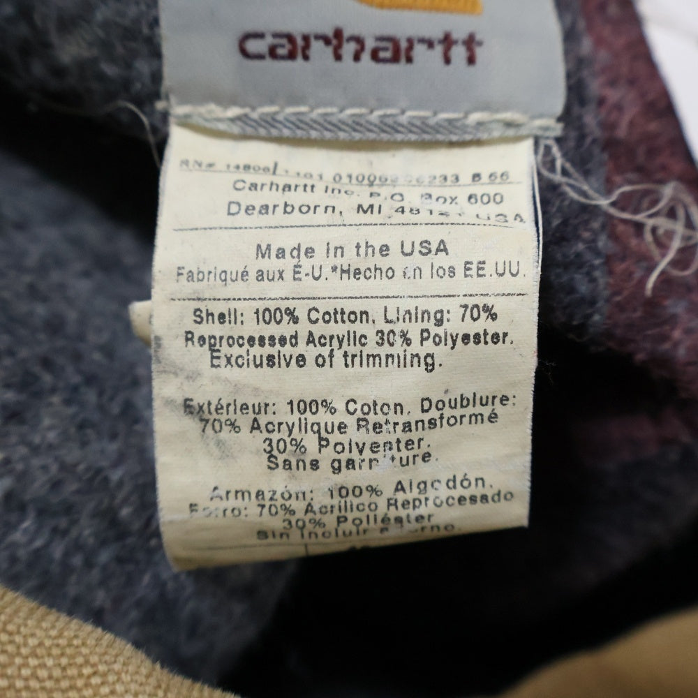 CARHARTT(カーハート) 00S VINTAGE MICHIGAN CHORE COAT ヴィンテージ ミシガンチョアコート USA製 裏地ブランケット コットンダックジャケット ブラウン C01 BRN