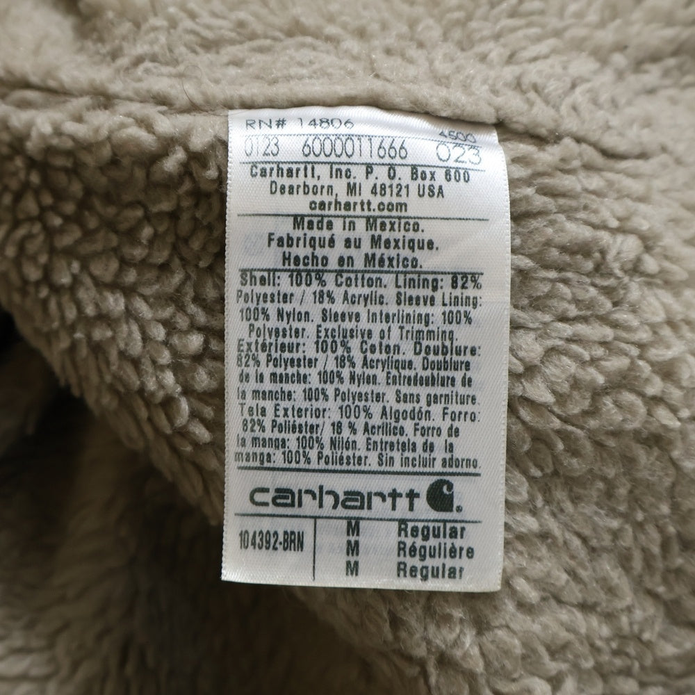 CARHARTT(カーハート) WASHED DUCK SHERPA LINED JACKET ウォッシュドダックシェルパラインドジャケット 裏地ボア ジップアップフーデッドジャケット ブラウン 0J4392-M