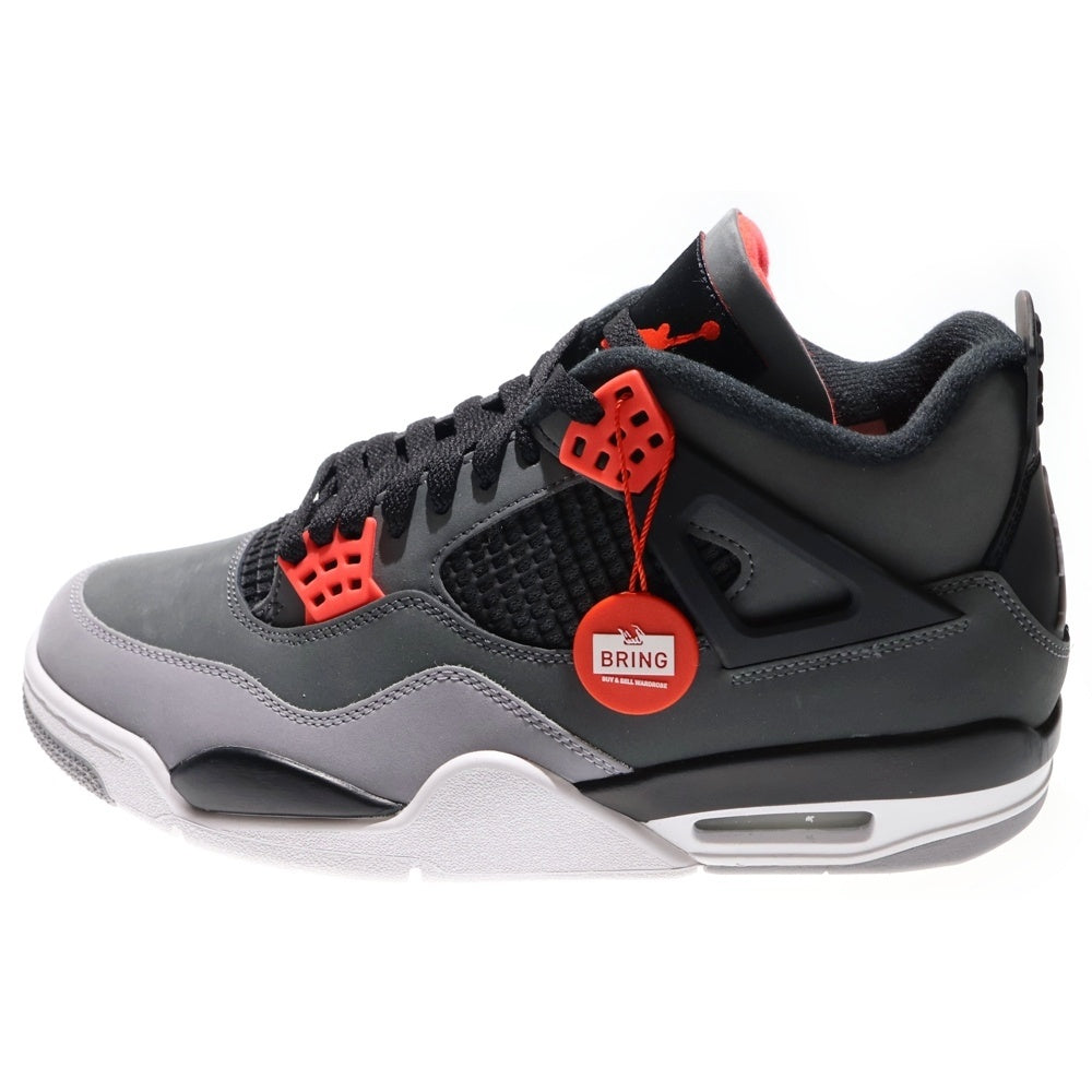 NIKE(ナイキ) AIR JORDAN 4 RETRO INFRARED エアジョーダン4 レトロ インフラ レッド ハイカットスニーカー グレー/ブラック US9.5/27.5cm DH6927-061