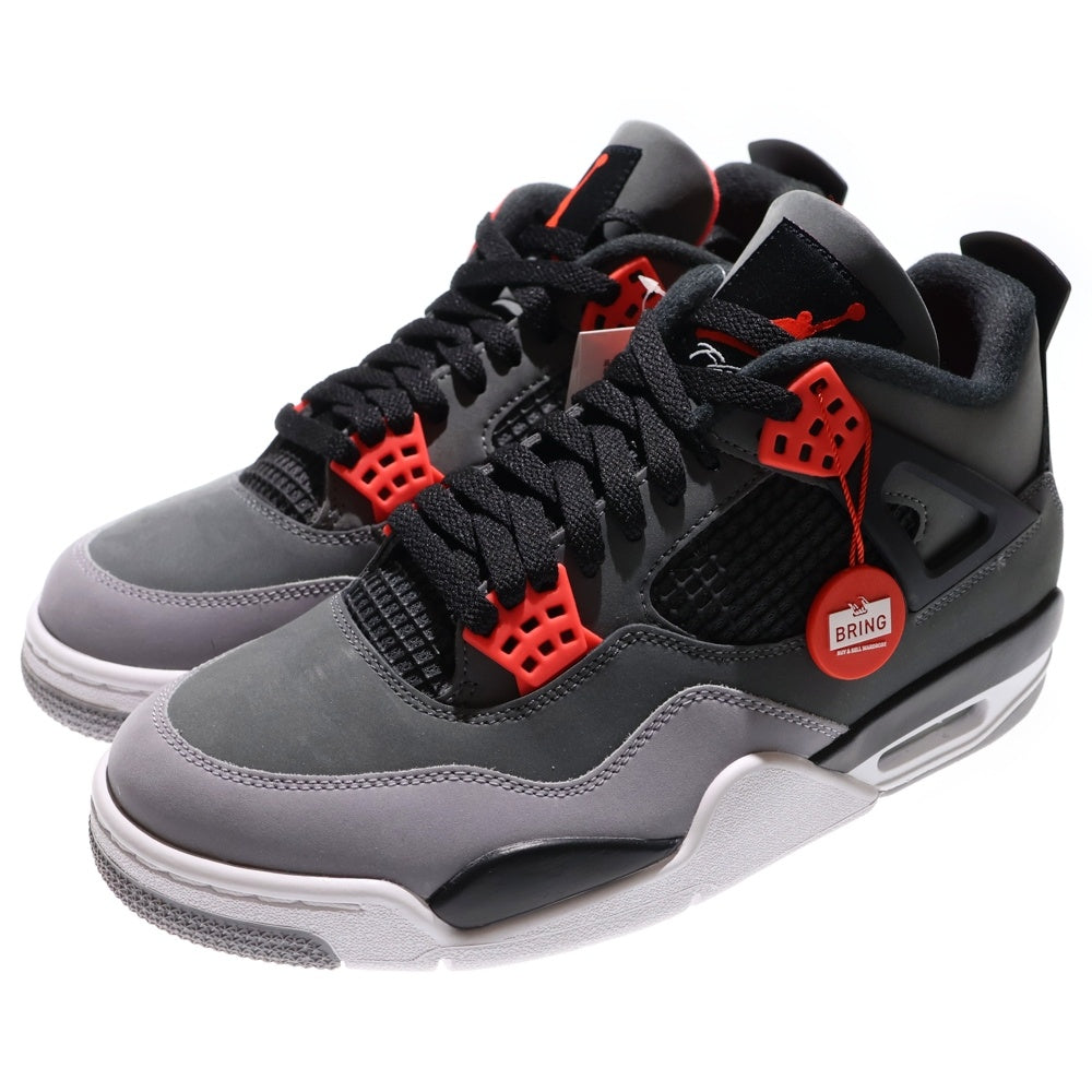 NIKE(ナイキ) AIR JORDAN 4 RETRO INFRARED エアジョーダン4 レトロ インフラ レッド ハイカットスニーカー グレー/ブラック US9.5/27.5cm DH6927-061