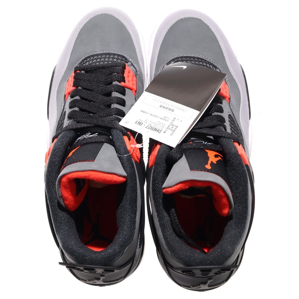 NIKE(ナイキ) AIR JORDAN 4 RETRO INFRARED エアジョーダン4 レトロ インフラ レッド ハイカットスニーカー グレー/ブラック US9.5/27.5cm DH6927-061