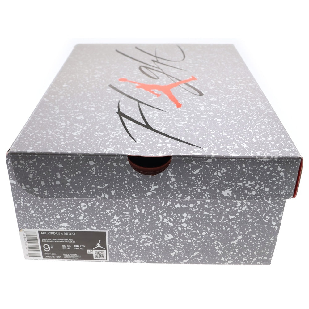 NIKE(ナイキ) AIR JORDAN 4 RETRO INFRARED エアジョーダン4 レトロ インフラ レッド ハイカットスニーカー グレー/ブラック US9.5/27.5cm DH6927-061