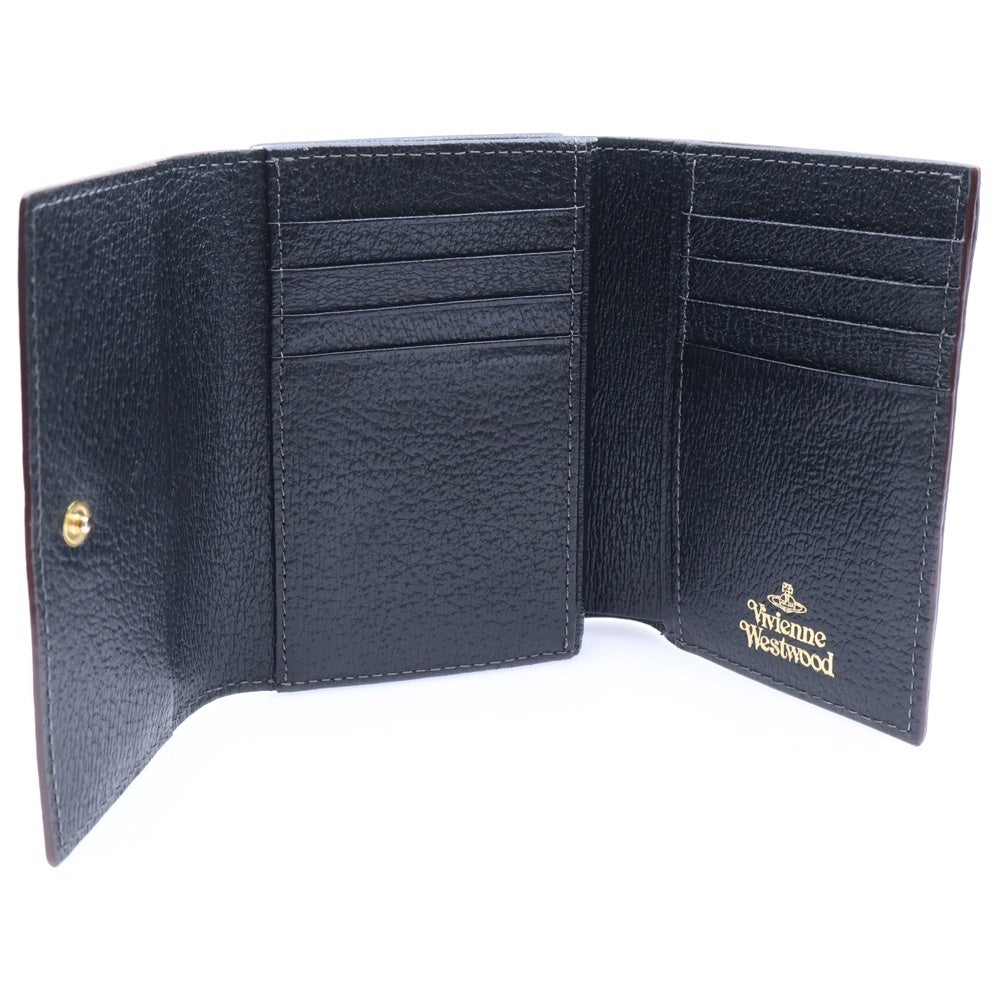 Vivienne Westwood(ヴィヴィアンウエストウッド) オーブ スナップボタン がま口 レザーウォレット 二つ折り財布 ブラック
