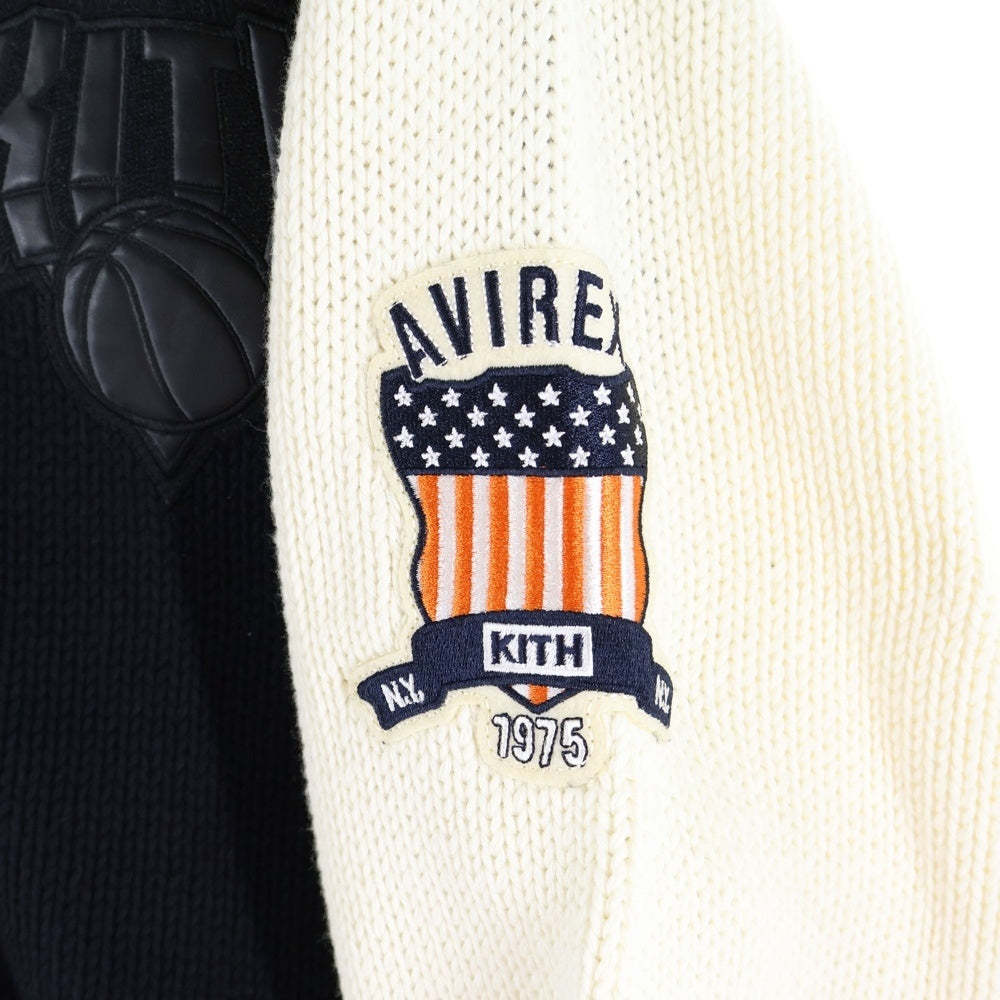 KITH(キス) 24AW ×AVIREX FOR THE NEW YORK KNICKS WYONA FULL ZIP SWEATER 'BLACK' アビレックス ニューヨーク ニックス ウェイオナ フルジップ ニットセーター KHM032708