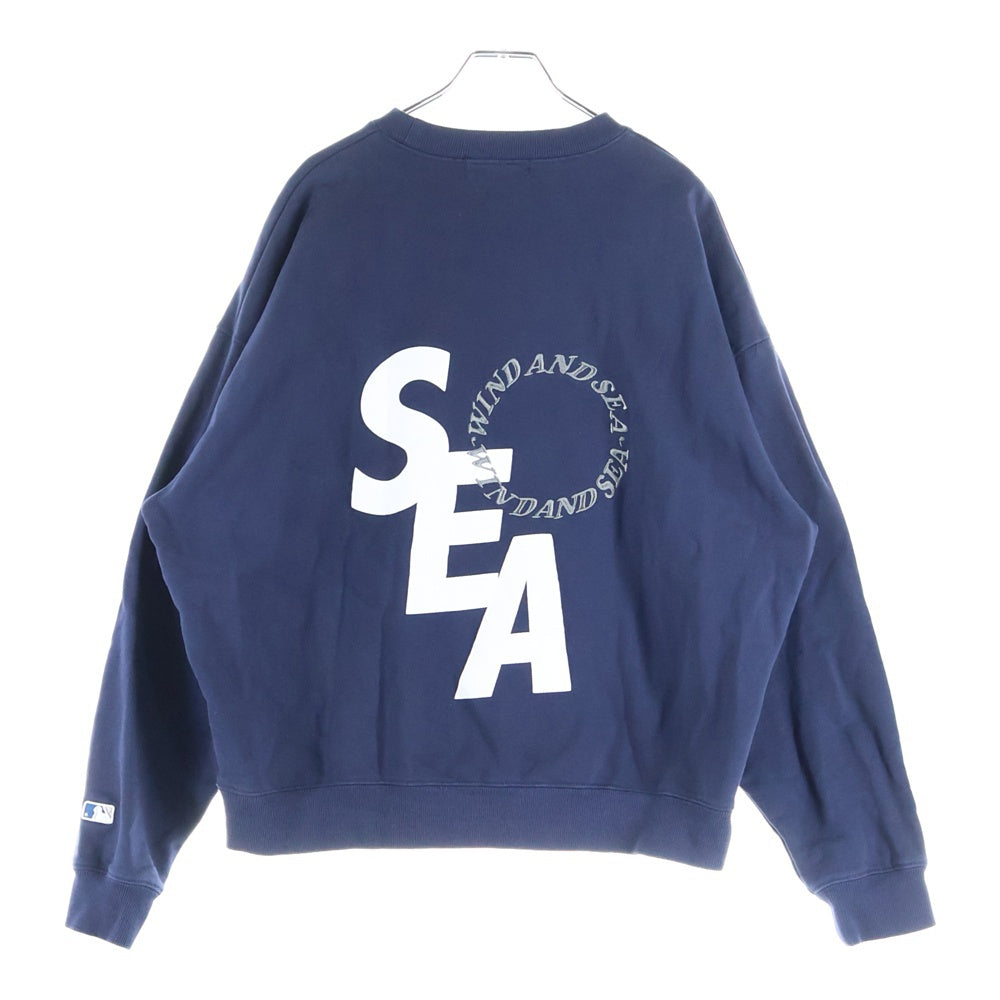 WIND AND SEA(ウィンダンシー) 23AW ×MLB CREW NECK SWEAT YANKEES エムエルビー ヤンキース ロゴプリント ロングスリーブ クルーネック スウェット ネイビー WDS-C-ML85-24-Q1-06