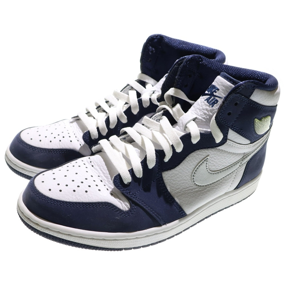 NIKE(ナイキ) AIR JORDAN 1 HIGH OG CO.JP MIDNIGHT NAVY 2020 エアジョーダン 1 ミッドナイトネイビー ハイカットスニーカー ホワイト/ネイビー US9/27.0cm DC1788-100