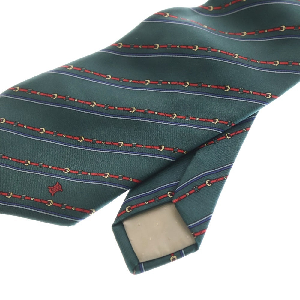 CELINE(セリーヌ) シルク 馬具 ダイアゴナルストライプ ネクタイ グリーン