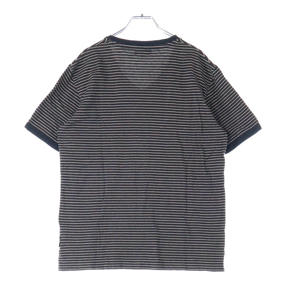 BURBERRY LONDON(バーバリーロンドン) Vネック ボーダー 半袖Tシャツ カットソー ブラウン FAK68-803-50