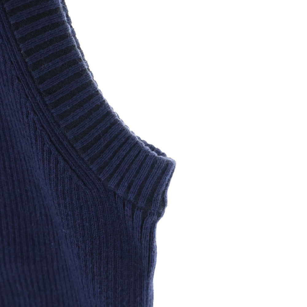 EVISU(エビス) ショルダーデニムパッチ ニットベスト ネイビー