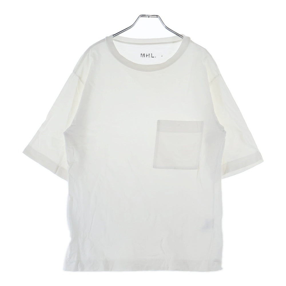 MARGARET HOWELL(マーガレットハウエル) クルーネック 半袖ポケットTシャツ カットソー ホワイト 596-0166512