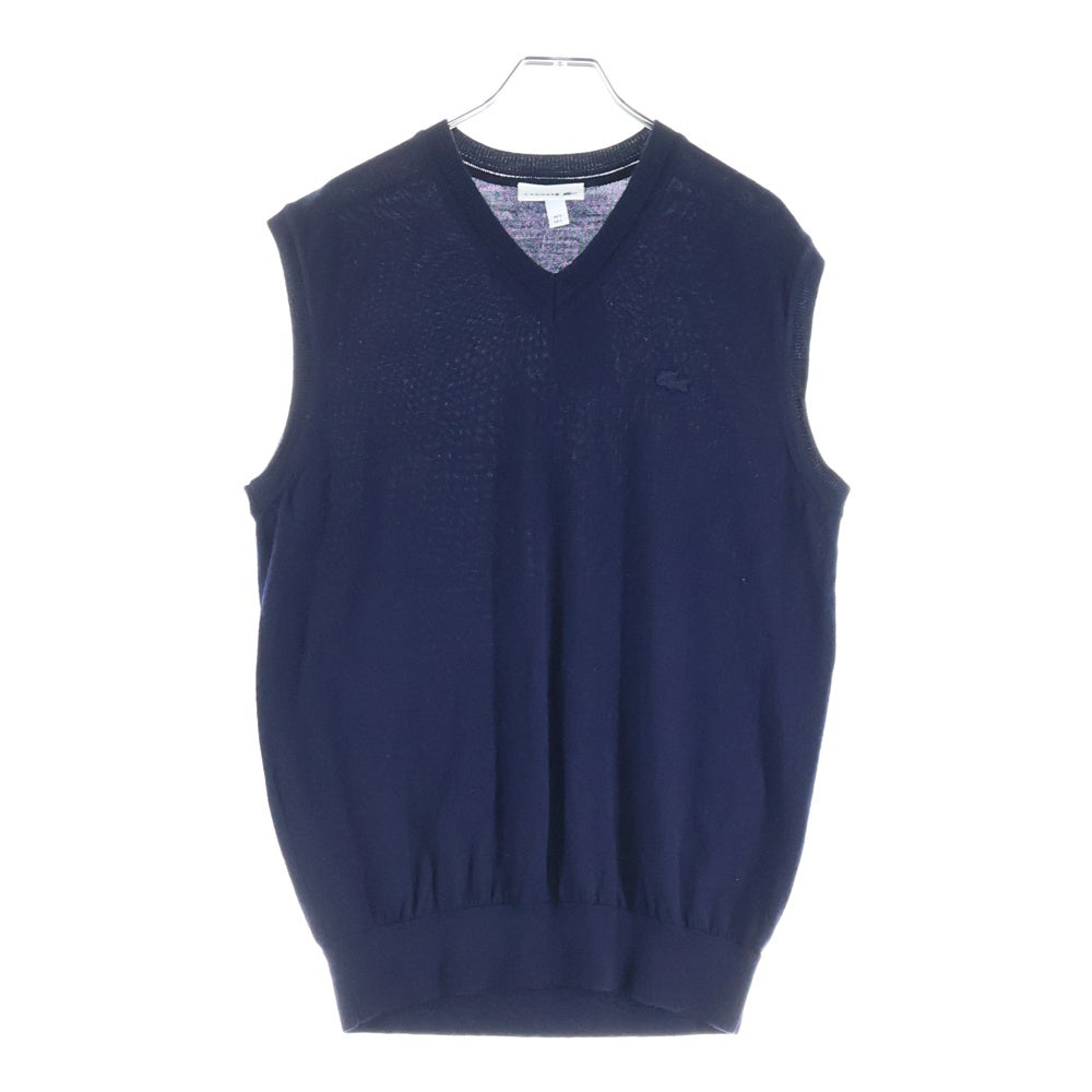 LACOSTE(ラコステ) ウォッシャブル メリノウール Vネック ニットベスト ネイビー AH370EL