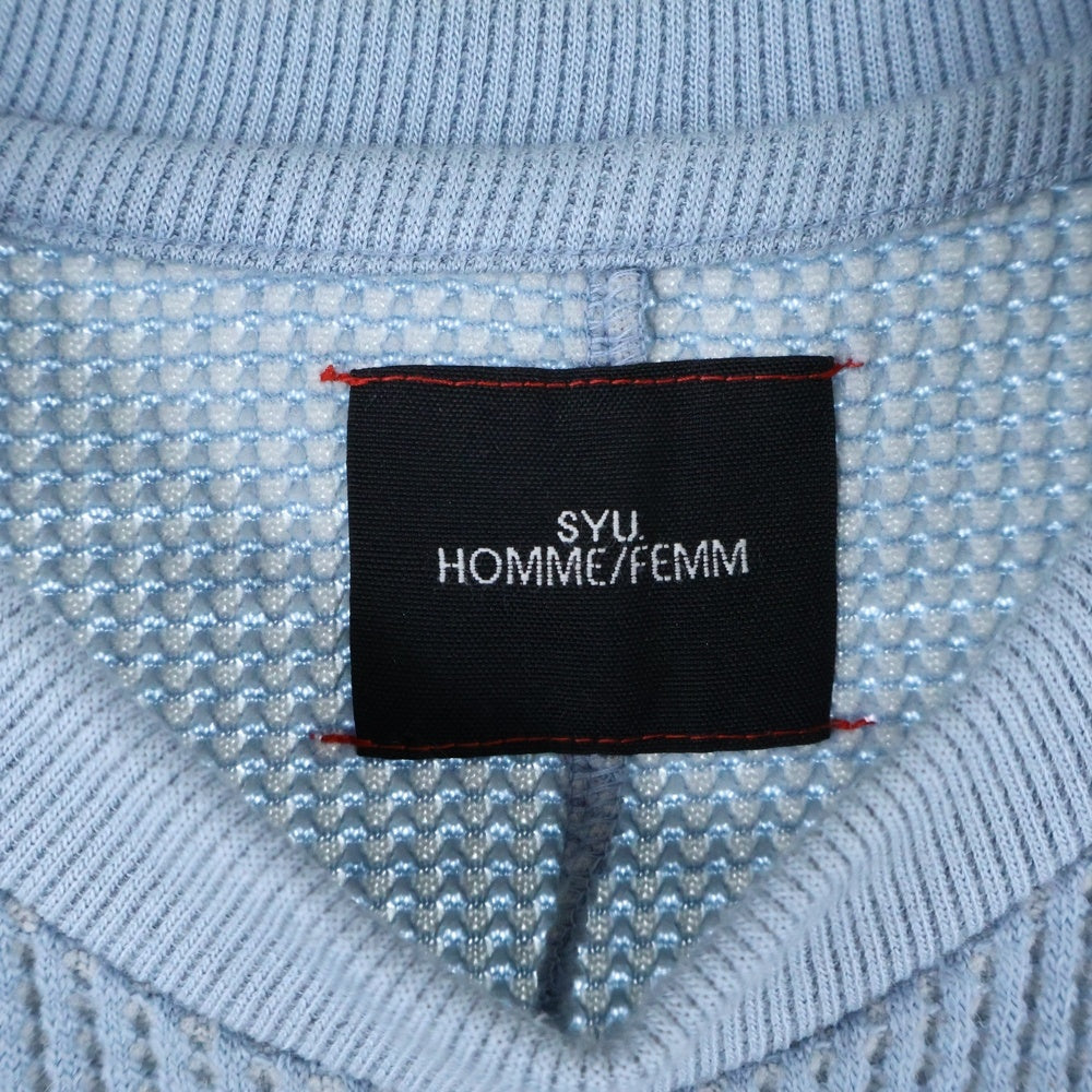 SYU.HOMME/FEMM(シュウ オム フェム) 21SS Mulch Shrink long sleeves ウール混 マルチシュリンク オフショル ロングスリーブ ブルー H21SS-03