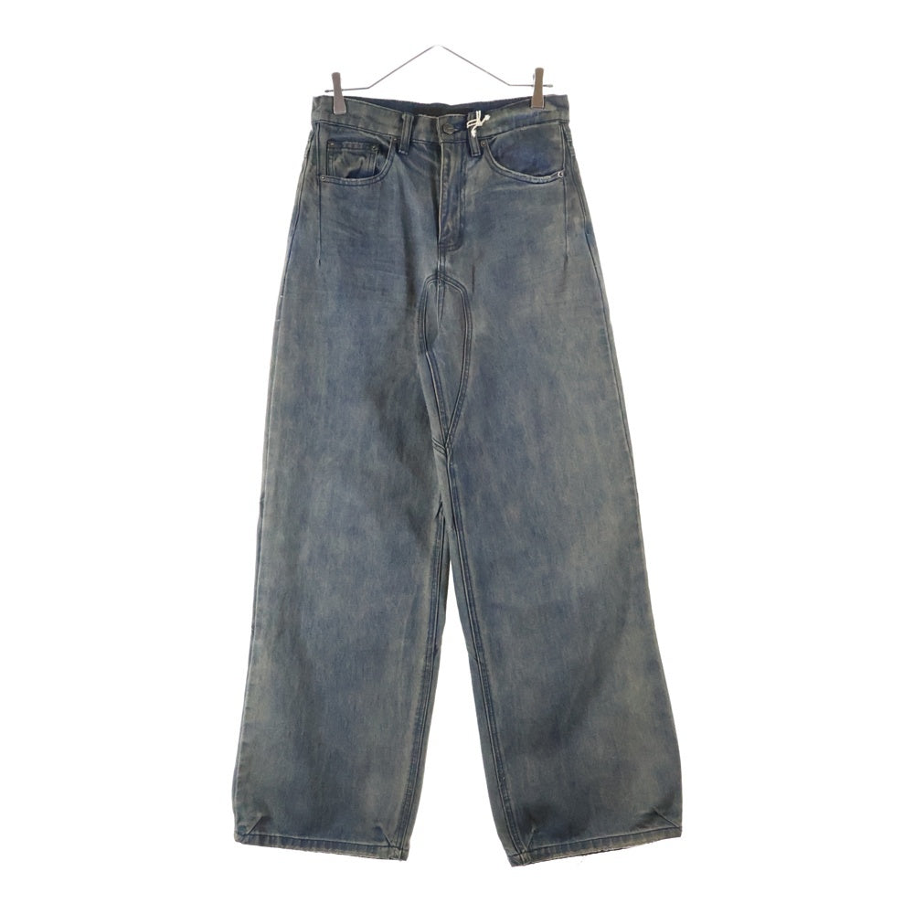 NO/FAITH STUDIOS(ノーフェイスストゥディオス) BASIC USED DENIM ベーシック ユーズド加工 ジップフライ ワイドデニムパンツ インディゴ BSUD03-BLK