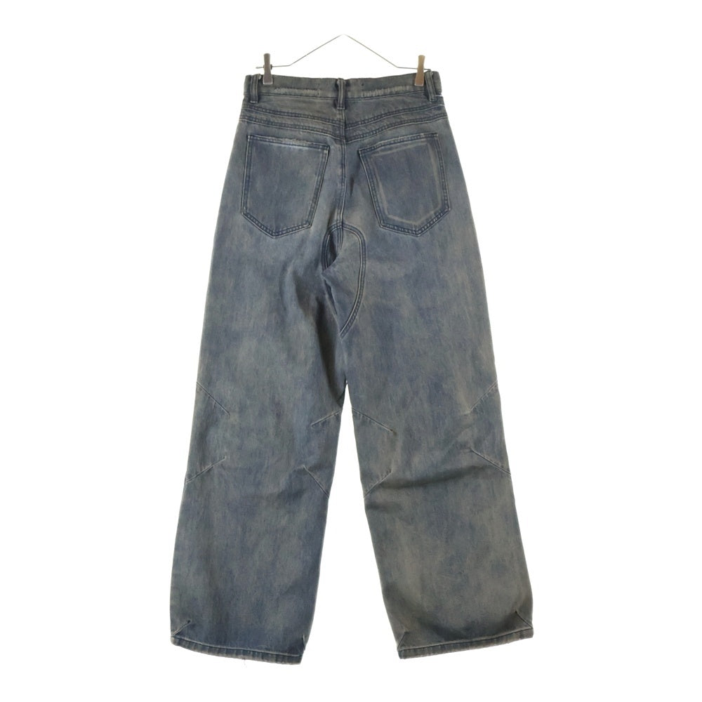 NO/FAITH STUDIOS(ノーフェイスストゥディオス) BASIC USED DENIM ベーシック ユーズド加工 ジップフライ ワイドデニムパンツ インディゴ BSUD03-BLK