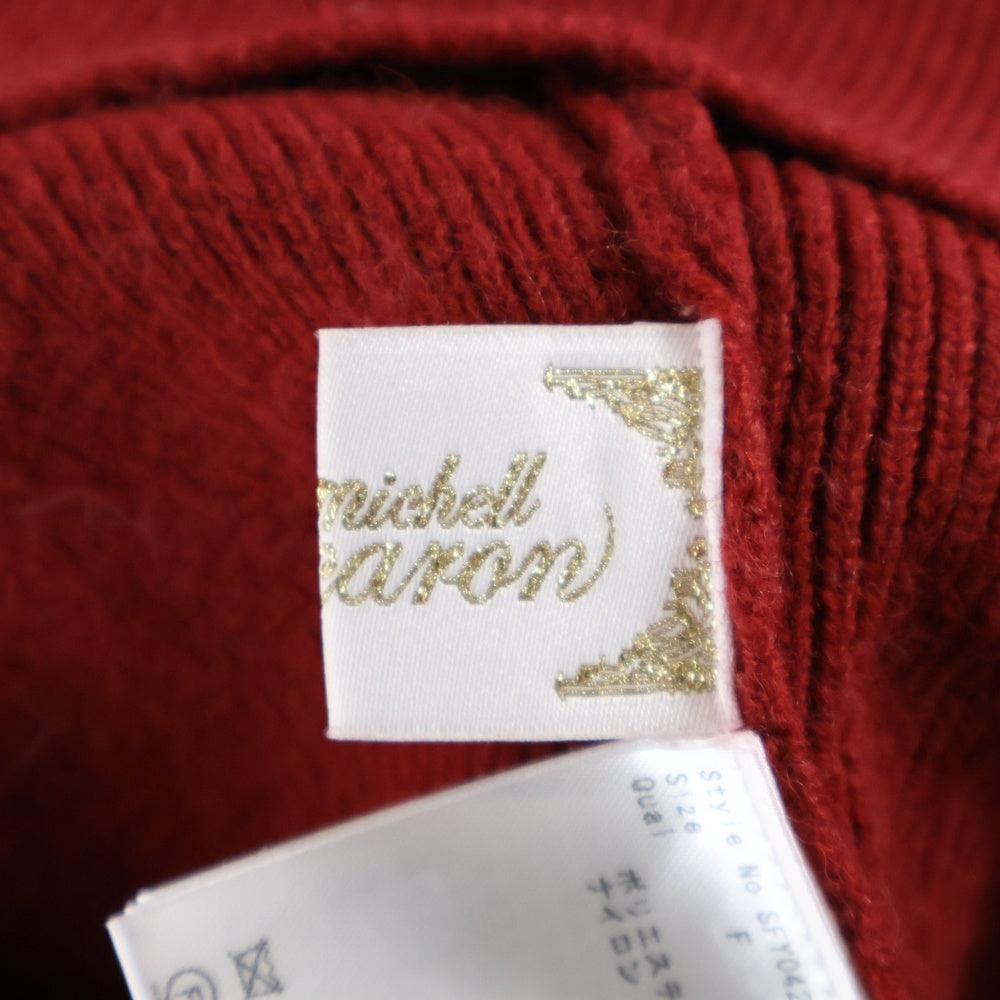 NO BRAND(ノーブランド) michell Macaron ミシェルマカロン ハートカット チェーン装飾 ポリナイロンニット セーター レッド レディース SFY0422C
