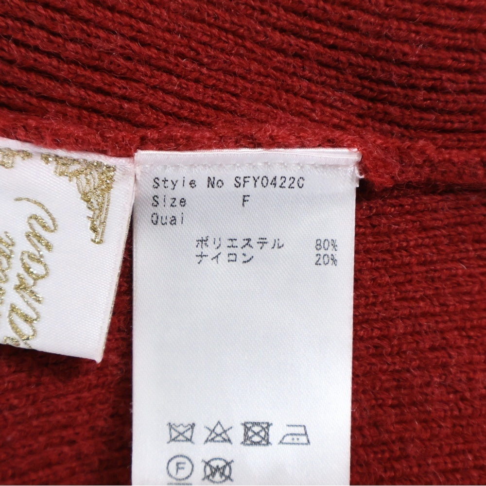 NO BRAND(ノーブランド) michell Macaron ミシェルマカロン ハートカット チェーン装飾 ポリナイロンニット セーター レッド レディース SFY0422C