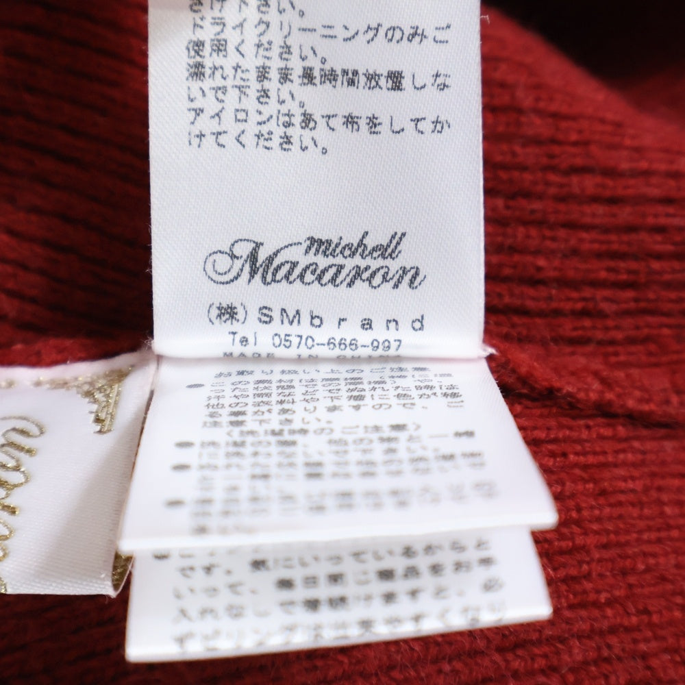 NO BRAND(ノーブランド) michell Macaron ミシェルマカロン ハートカット チェーン装飾 ポリナイロンニット セーター レッド レディース SFY0422C