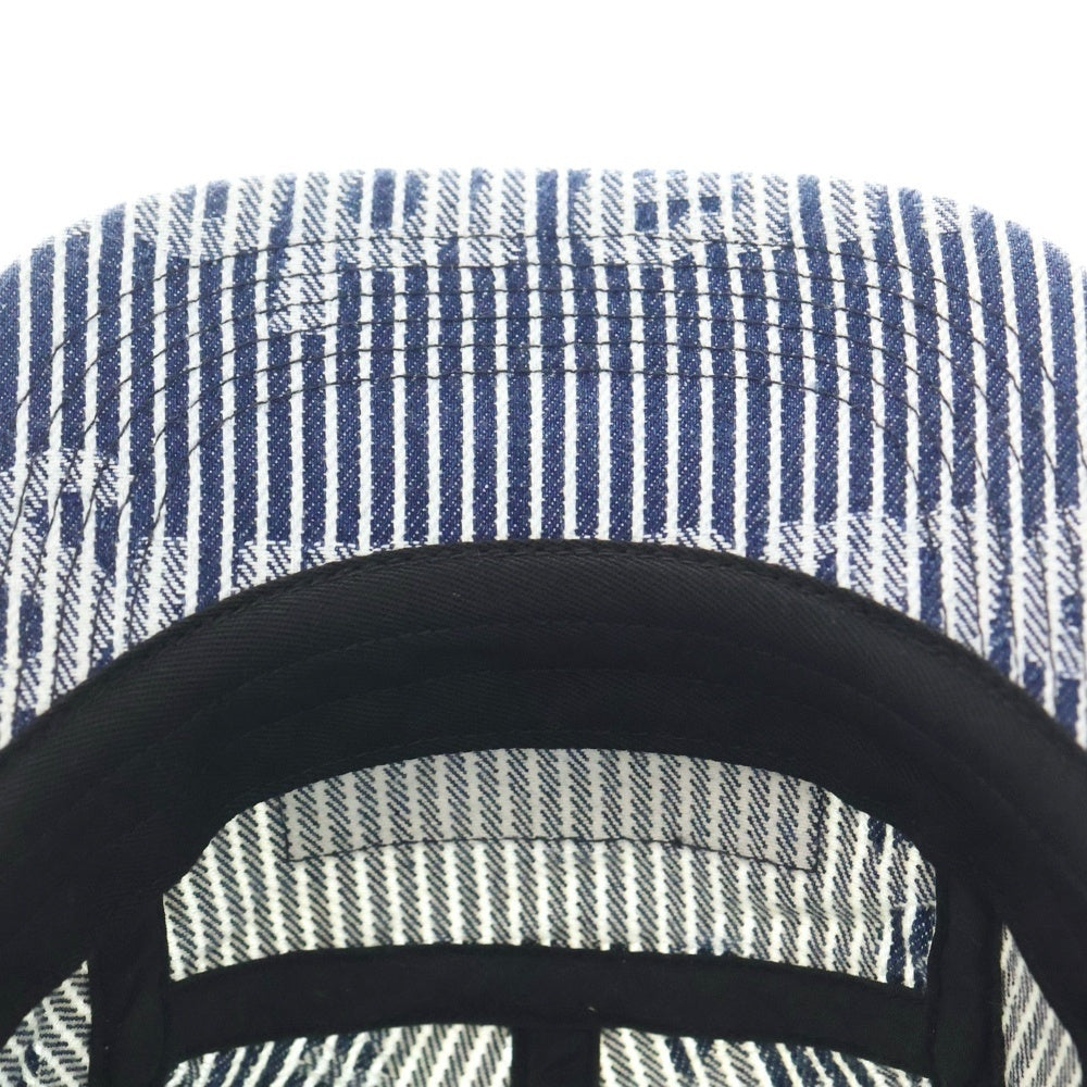 SUPREME(シュプリーム) 24SS ×NEW ERA Denim Camp Cap ニューエラ 総柄 ストライプ ボックスロゴ デニム キャンプ キャップ 帽子 ホワイト/インディゴ