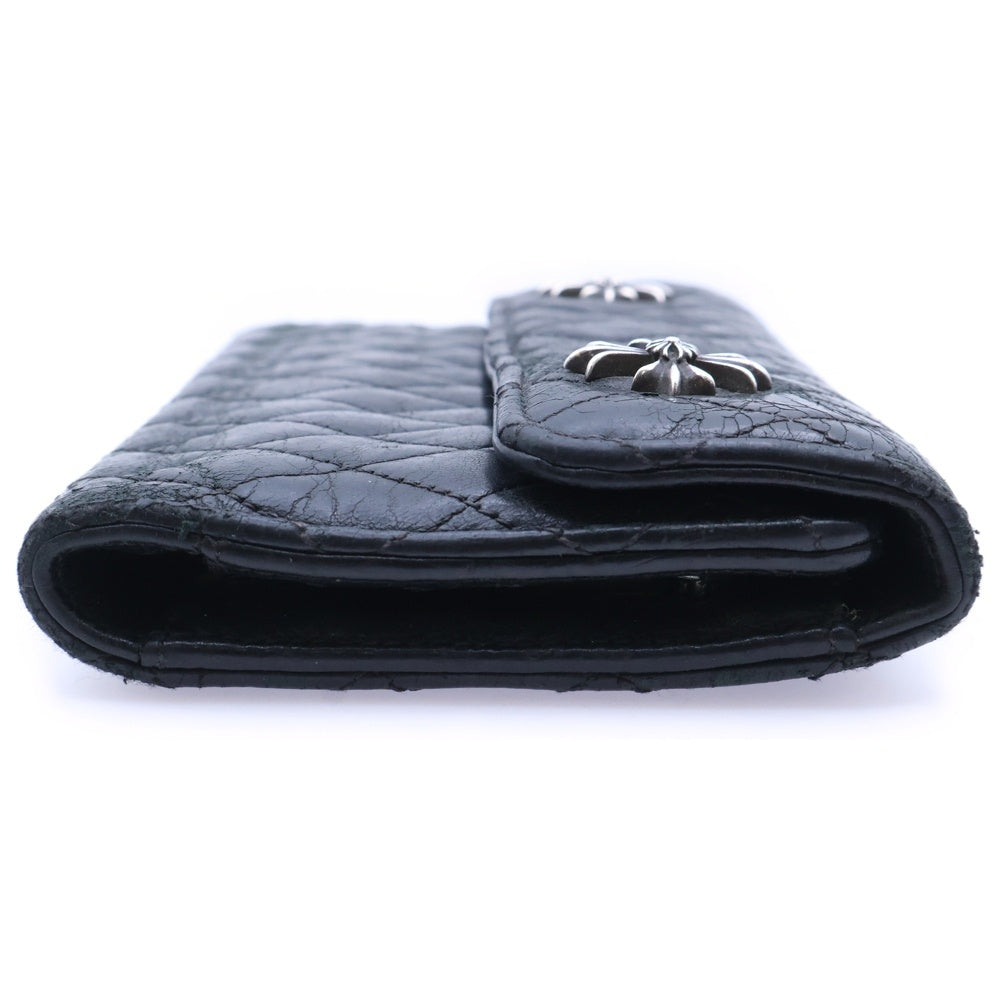 CHROME HEARTS(クロムハーツ) WAVE4 QLT 3SNP #4ウェーブ キルティング レザーウォレット 長財布 ブラック