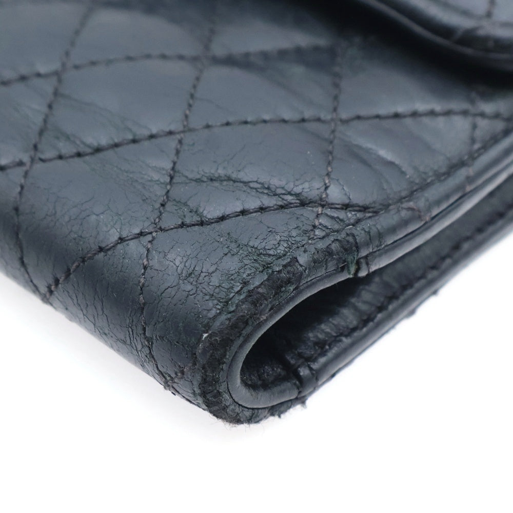 CHROME HEARTS(クロムハーツ) WAVE4 QLT 3SNP #4ウェーブ キルティング レザーウォレット 長財布 ブラック