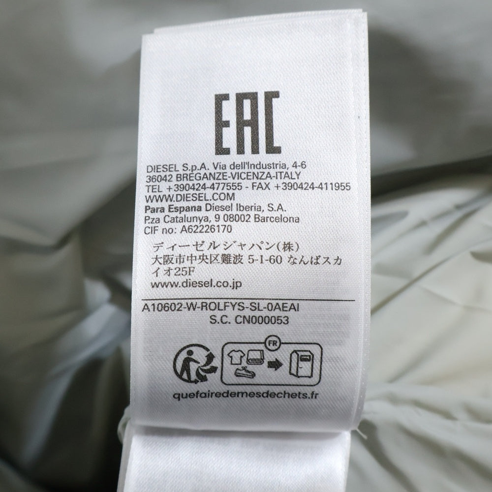 DIESEL(ディーゼル) W-ROLFYS-SL Dロゴパッチ ジップアップ ダウンベスト ライトグレー A10602