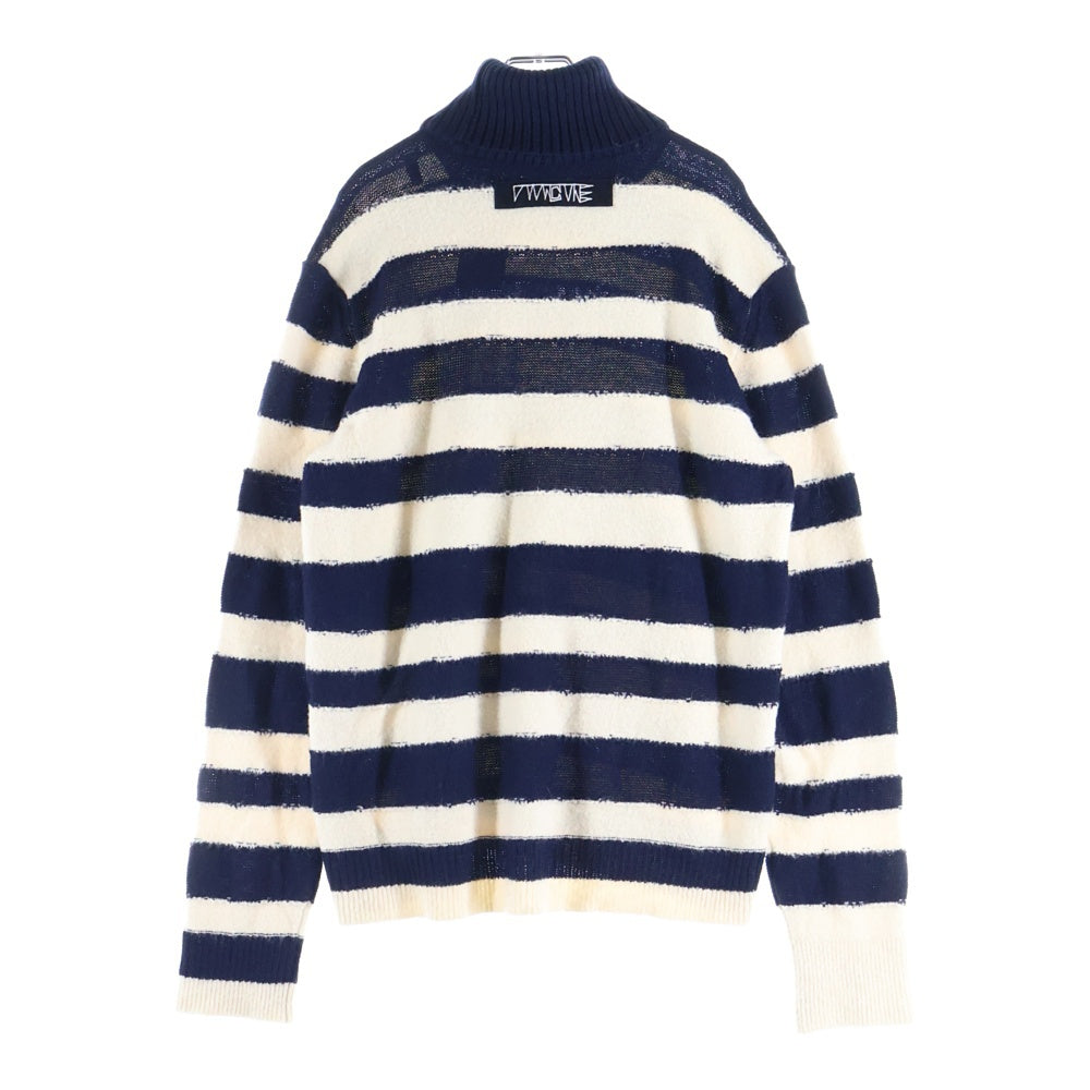 DIESEL(ディーゼル) アルパカ混 ハイネック ボーダーニット セーター ネイビー/ホワイト