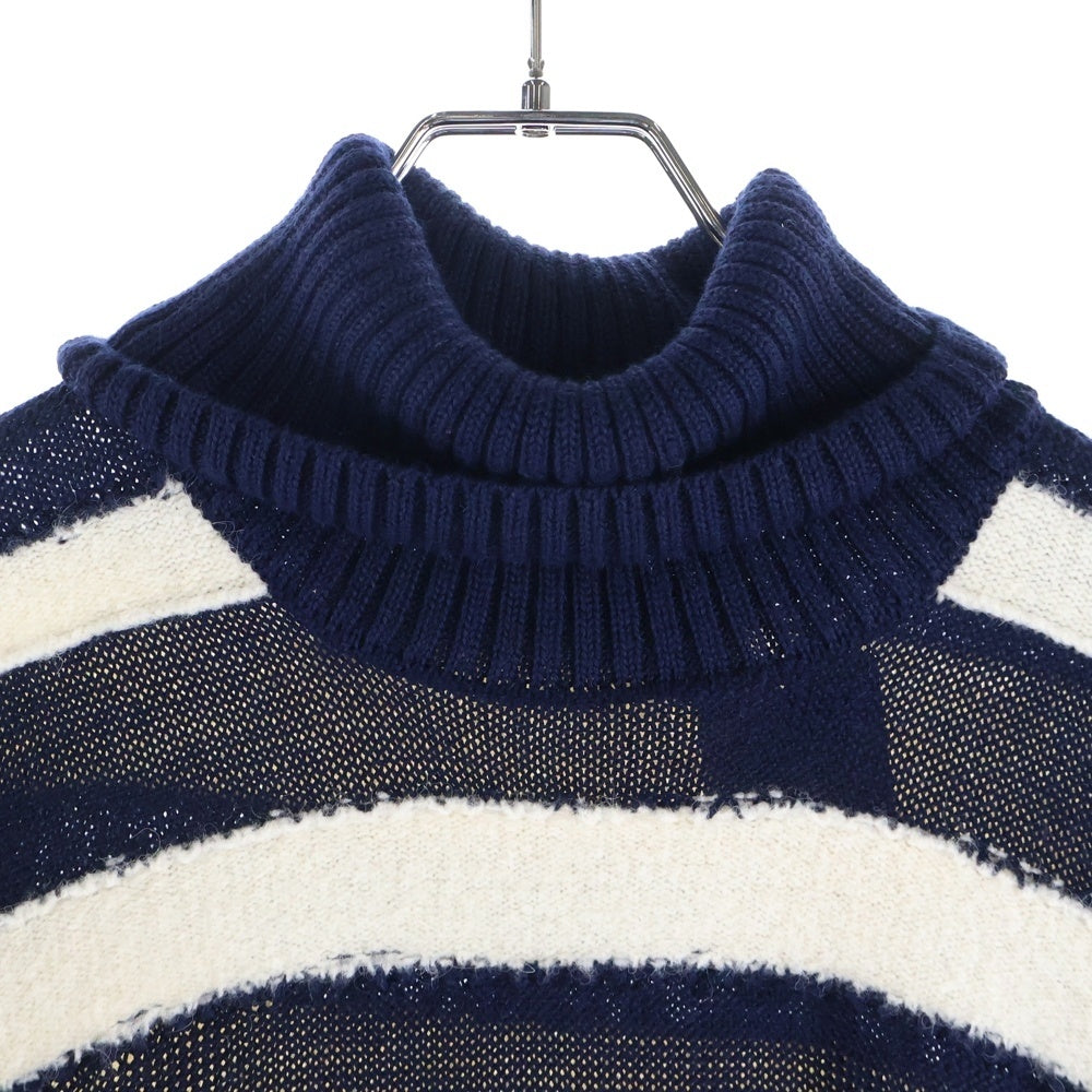 DIESEL(ディーゼル) アルパカ混 ハイネック ボーダーニット セーター ネイビー/ホワイト