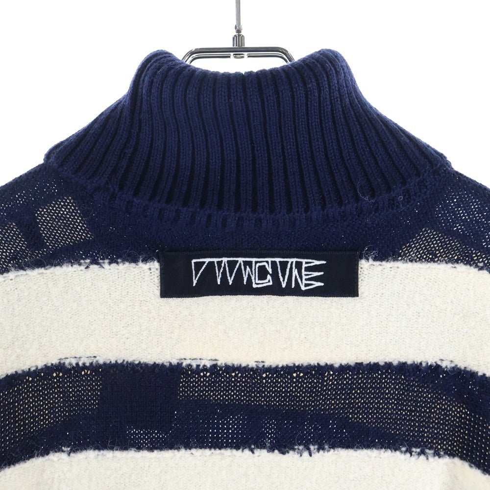 DIESEL(ディーゼル) アルパカ混 ハイネック ボーダーニット セーター ネイビー/ホワイト