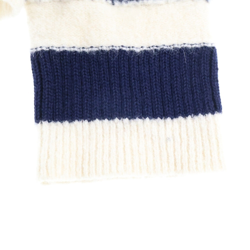 DIESEL(ディーゼル) アルパカ混 ハイネック ボーダーニット セーター ネイビー/ホワイト