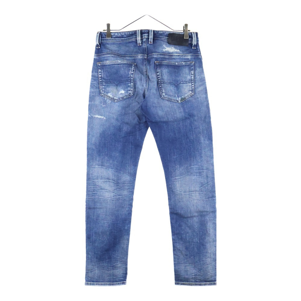 DIESEL(ディーゼル) THOMMER-T イタリア製 ダメージ加工 ジップフライ スリム デニムパンツ インディゴ 00SE3D