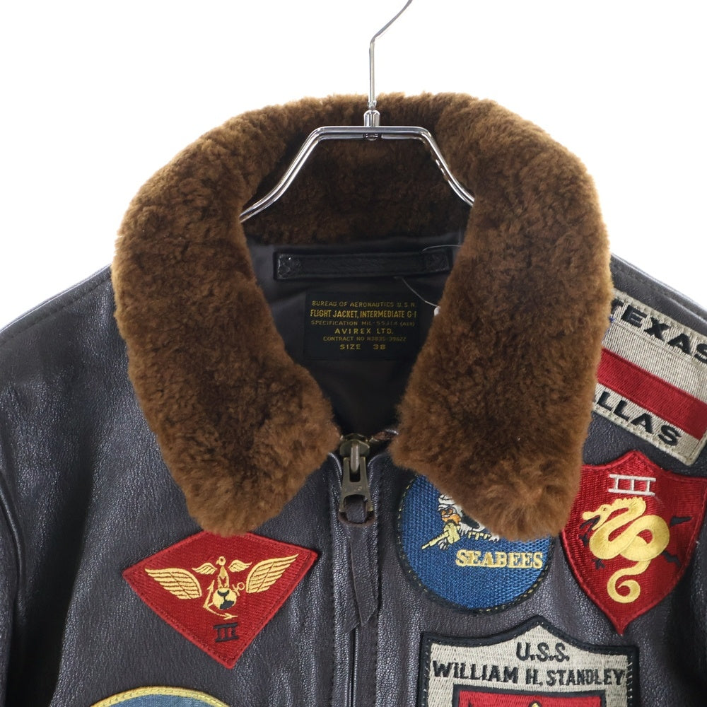 AVIREX(アヴィレックス) G-1 TOP GUN GOAT ジーワン トップ ガン ゴートレザー シングルライダースムートンジャケット ブラウン 6101063
