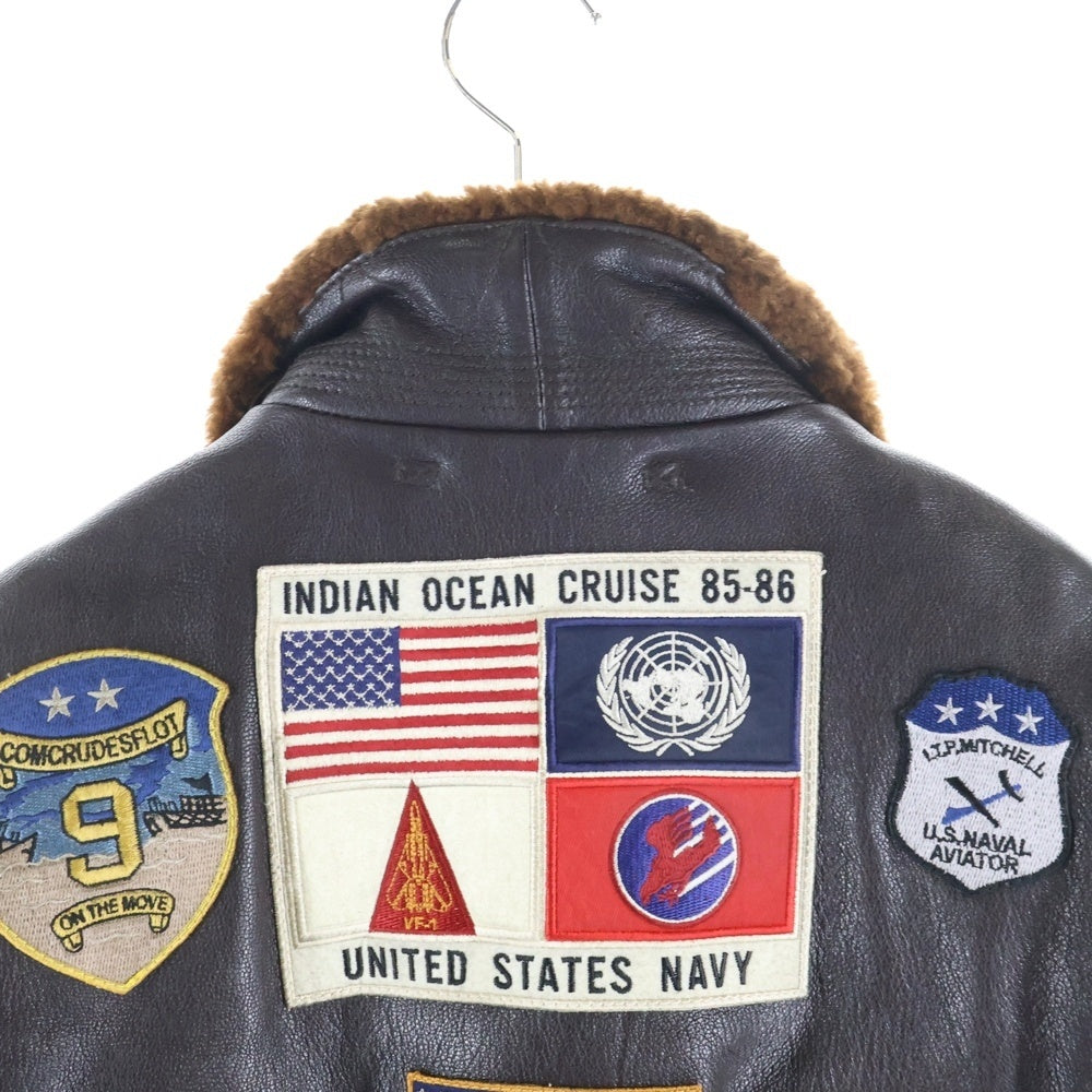 AVIREX(アヴィレックス) G-1 TOP GUN GOAT ジーワン トップ ガン ゴートレザー シングルライダースムートンジャケット ブラウン 6101063