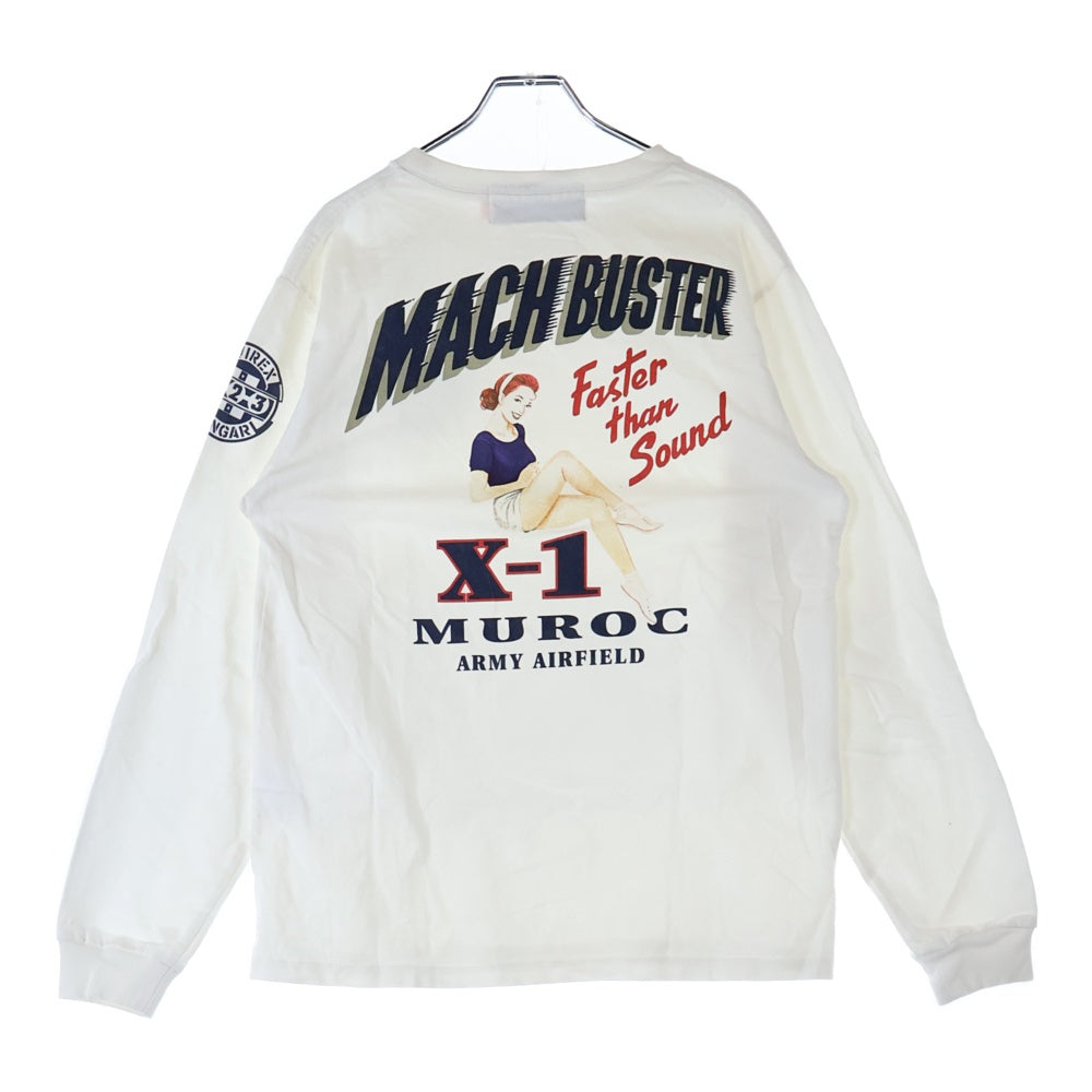AVIREX(アヴィレックス) MACH BUSTER T-SHIRT マッチ バスター クルーネック長袖Tシャツ カットソー ホワイト 6103522