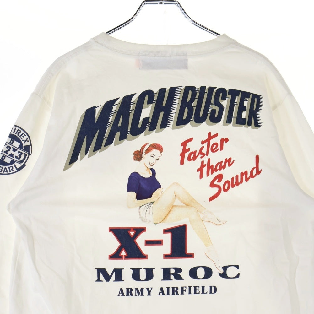 AVIREX(アヴィレックス) MACH BUSTER T-SHIRT マッチ バスター クルーネック長袖Tシャツ カットソー ホワイト 6103522
