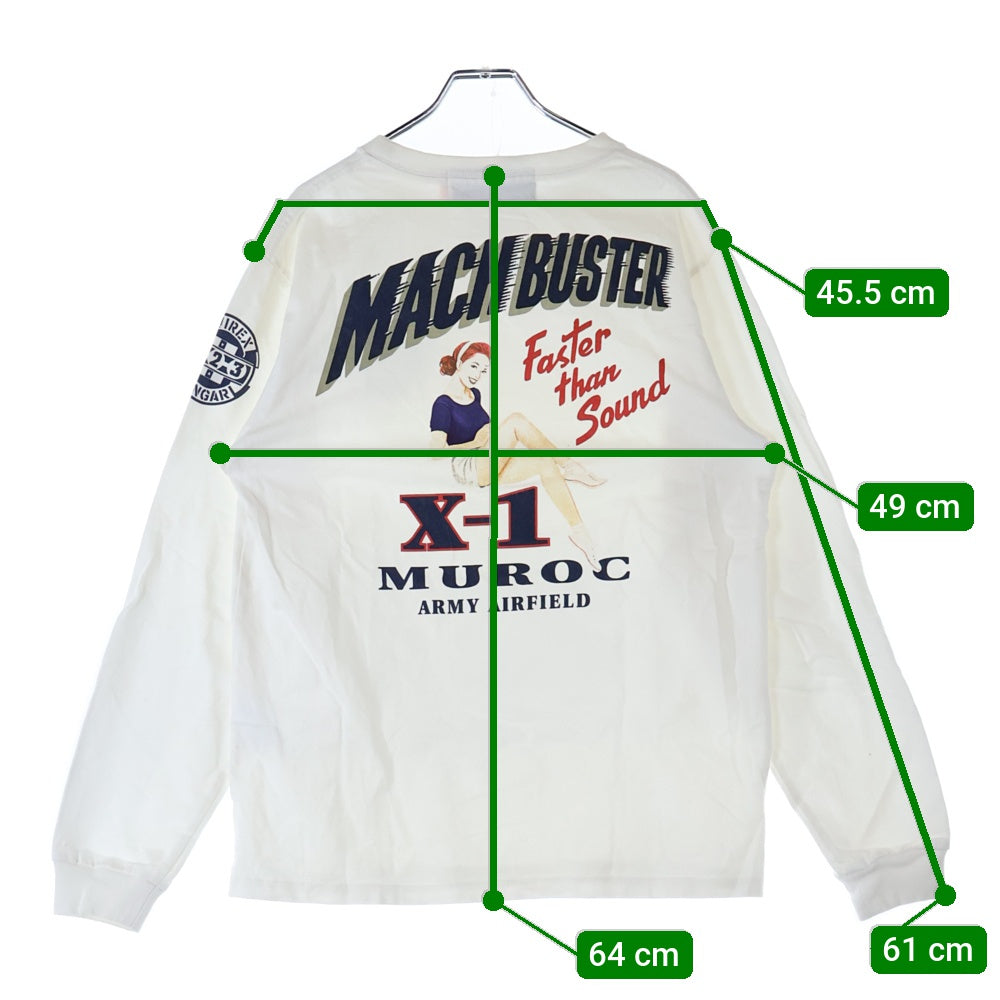 AVIREX(アヴィレックス) MACH BUSTER T-SHIRT マッチ バスター クルーネック長袖Tシャツ カットソー ホワイト 6103522