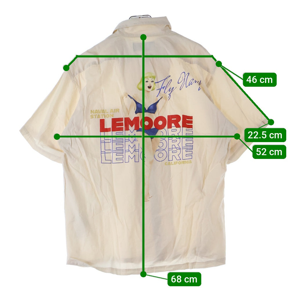 AVIREX(アヴィレックス) ピンナップガールプリント ショートスリーブ オープンカラーシャツ ベージュ 6125099