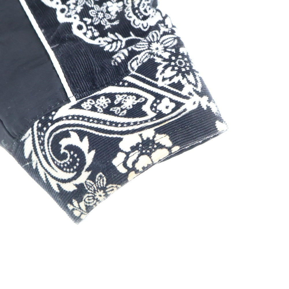 Sacai(サカイ) 12AW FLORAL BLOUSON マルチポケット コーデュロイ切り替え ジップアップ フローラルパターン ジャケット ブラック 19-02056M