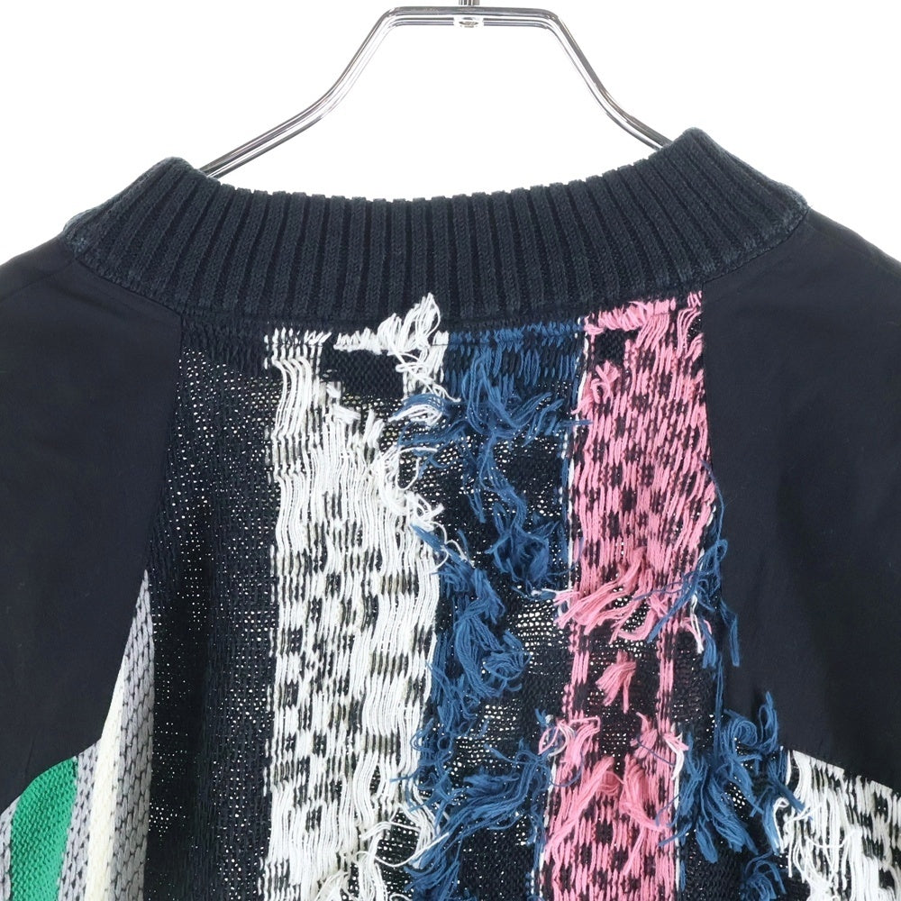 Sacai(サカイ) 22SS RUG JACQUARD KNIT PULLOVER ラグ ジャガード カンガルーポケット ナイロン切り替え プルオーバー ニット セーター マルチ 22-02749M