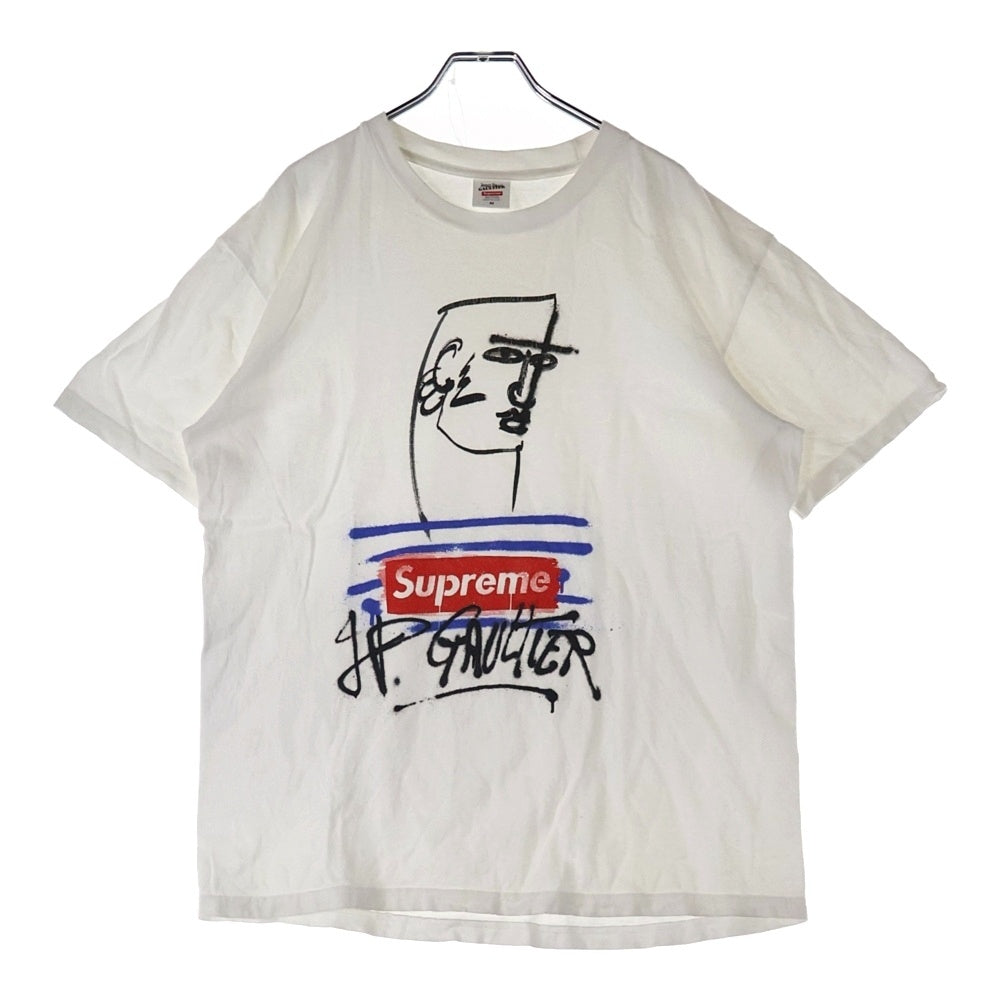 SUPREME(シュプリーム) 19SS ×JEAN PAUL GAULTIER ジャンポールゴルチエ フロントデザイン クルーネック カットソー 半袖Tシャツ ホワイト
