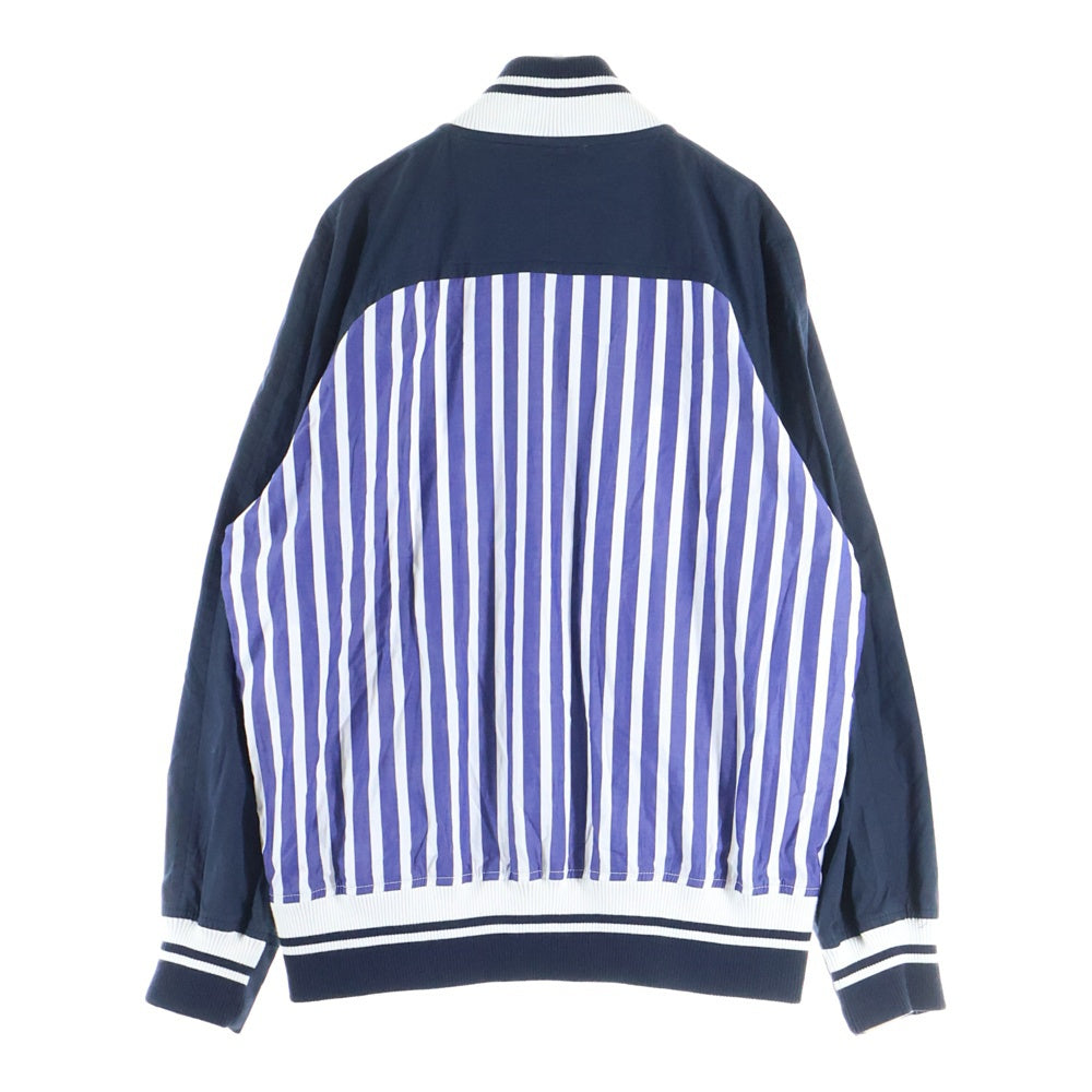 Sacai(サカイ) 19SS ×DR.WOO ドクター ウー フロントエンブロイダリーデザイン ストライプ柄 7B シャツブルゾン ブルー/ホワイト 19-01948M