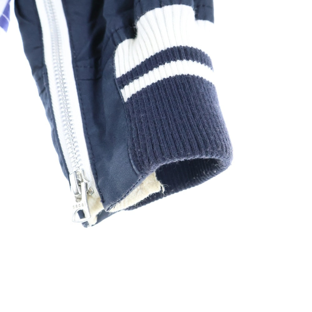 Sacai(サカイ) 19SS ×DR.WOO ドクター ウー フロントエンブロイダリーデザイン ストライプ柄 7B シャツブルゾン ブルー/ホワイト 19-01948M