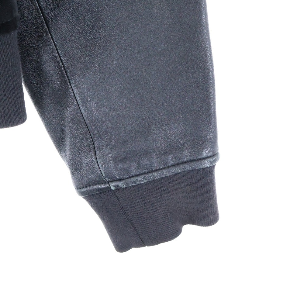 rag & bone(ラグアンドボーン) ラムレザースリーブ スタジアムジャンパー ブルゾン ブラック