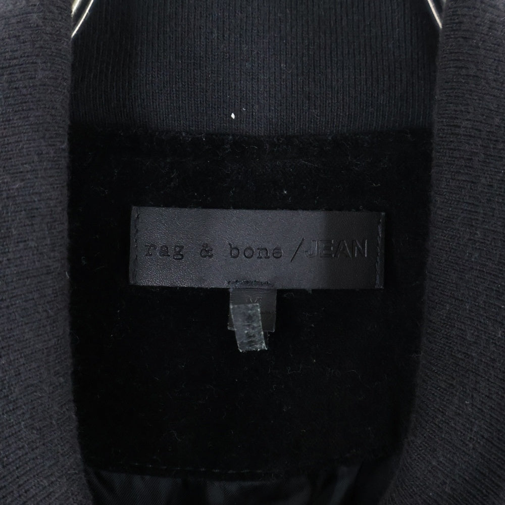 rag & bone(ラグアンドボーン) ラムレザースリーブ スタジアムジャンパー ブルゾン ブラック