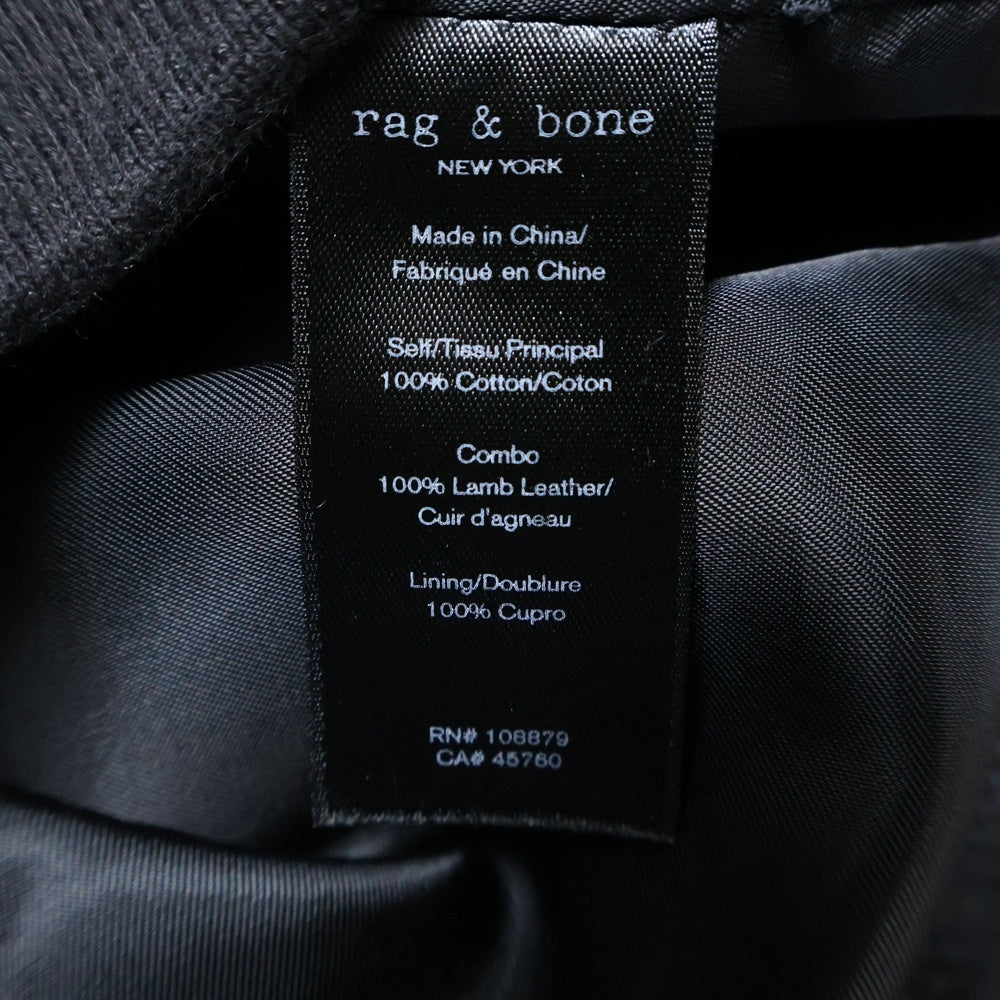 rag & bone(ラグアンドボーン) ラムレザースリーブ スタジアムジャンパー ブルゾン ブラック