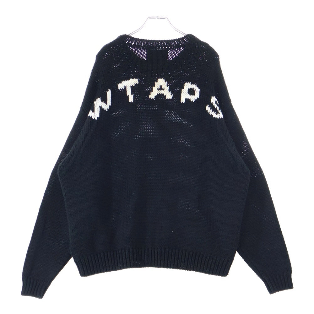 WTAPS(ダブルタップス) 23AW CREW NECK 01 SWEATER POLY. T-ROCK バックロゴエンブロイダリー クルーネックニットスウェット セーター ブラック 232MADT-KNM04