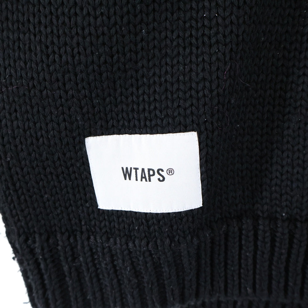 WTAPS(ダブルタップス) 23AW CREW NECK 01 SWEATER POLY. T-ROCK バックロゴエンブロイダリー クルーネックニットスウェット セーター ブラック 232MADT-KNM04