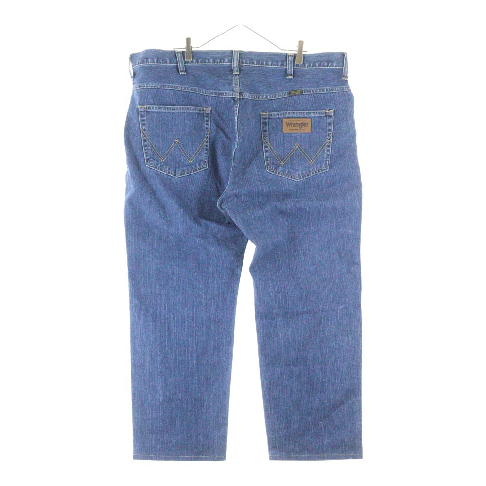 Wrangler(ラングラー) ブラウンロゴパッチ ボタンフライ ストレートデニムパンツ インディゴ W0383